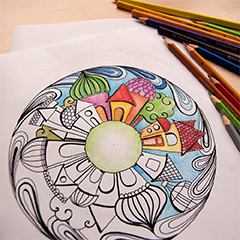 Házak, házikós mandala színező