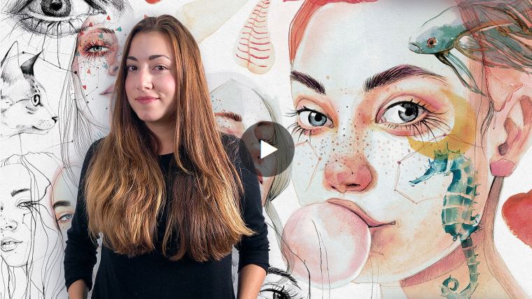 Domestika.org tanfolyam: Ana Santos: illustrated Portrait in Watercolor
